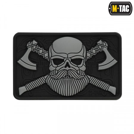 Patch bearded skull 3D PVC - Gri