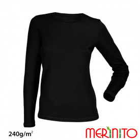 Bluza dama Merinito 240g lana merinos si bambus - Negru