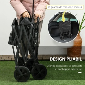 Carucior pliabil pentru exterior cu copertina detasabila - Negru