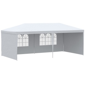 Cort de gradina pliabil cu panouri detasabile 5.85 x 2.95 m - Alb