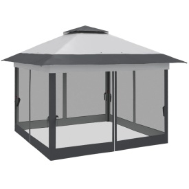 Foisor de gradina din otel si tesatura Oxford 364 x 364 x 294 cm - Gri