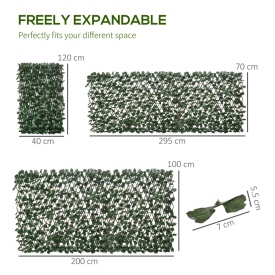 Gard artificial extensibil cu 2 sectiuni din poliester si ratan 200x100 cm - Verde