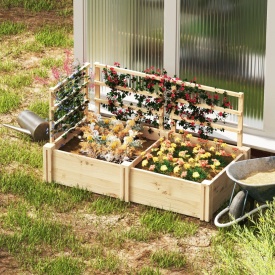Jardiniera inaltata din lemn cu 3 suporturi pentru plante 119x62.5x64 cm