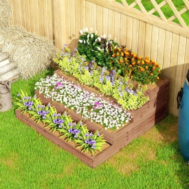 Jardiniera inaltata din lemn cu 4 suporturi pentru plante 113x113x46 cm