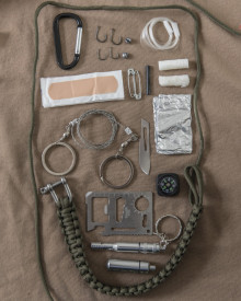 Kit de supravietuire paracord large - Oliv