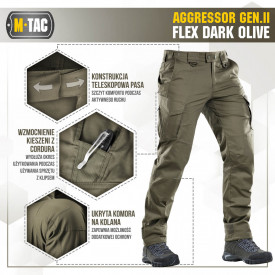 Pantaloni Aggressor Gen II Flex - Dark Olive