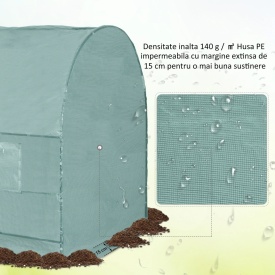 Sera tip tunel de gradina structura din otel 245x200x198cm - Verde