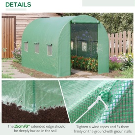 Sera tip tunel de gradina structura din otel 3.5x2x2m - Verde