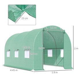 Sera tip tunel de gradina structura din otel 4,5x2x2 m - Verde
