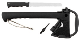 Topor Survival cu maner din nailon si teaca - Negru
