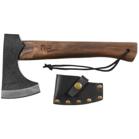 Topor Viking cu maner din lemn si husa din piele Fox