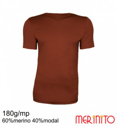 Tricou barbatesc Merinito 180g 60% merino 40% modal - Maro