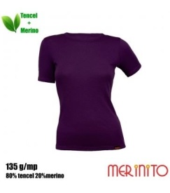 Tricou dama Merinito 135g 80% tencel 20% lana merinos - Mov