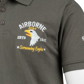 Tricou polo 101st Airborne Ecreaming Eagles - Oliv