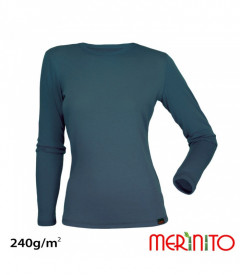 Bluza dama Merinito 240g lana merinos si bambus - Albastru