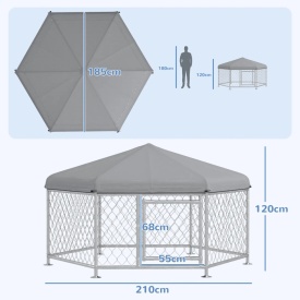 Cusca de exterior pentru caini 2,1 x 1,85 x 1,2 m - Argintiu
