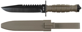 Cutit combat Storm cu maner din plastic si teaca - Oliv