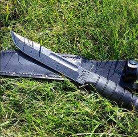 Cutit KA-BAR full-size teaca din piele - Negru