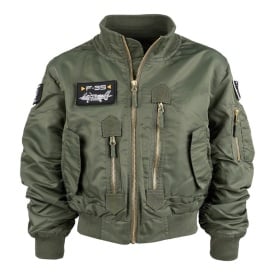 Jacheta de aviator F-35 pentru copii - Oliv