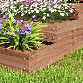 Jardiniera inaltata din lemn cu 4 suporturi pentru plante 113x113x46 cm