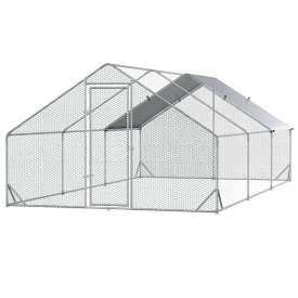 Tarc cu acoperis din material impermeabil pentru gaini rate si iepuri 3x6x2m - Argintiu