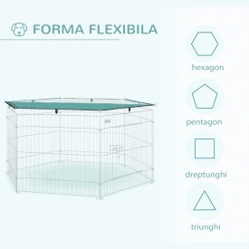 Tarc modular pentru animale cu acoperis impermeabil 59x60cm - Argintiu