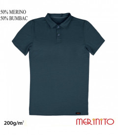 Tricou barbati Merinito Polo Jersey 200g 50% lana merinos 50% bumbac - Verde