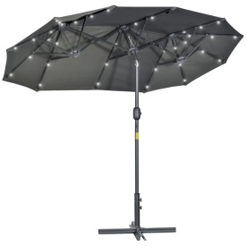 Umbrela cu lumini dubla pentru gradina 295 x 150 x 219 cm - Gri