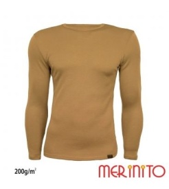 Bluza barbati Merinito 200g 100% lana merinos - Coyote