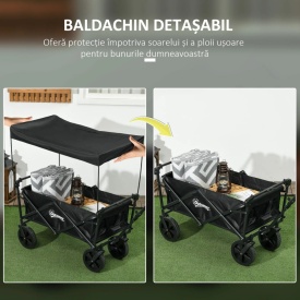 Carucior pliabil pentru exterior cu copertina detasabila - Negru