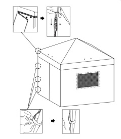 Cort pliabil pop-up 3x3 m cu 4 panouri si 2 ferestre din plasa inaltime reglabila impermeabil si anti-UV - Alb