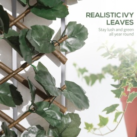 Gard artificial extensibil cu 2 sectiuni din poliester si ratan 200x100 cm - Verde