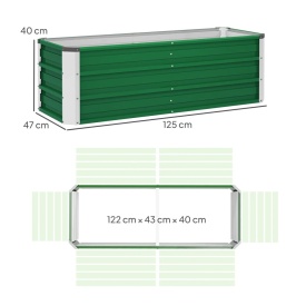 Jardiniera de exterior fara baza cu margini rotunjite 125 x 47 x 40 cm - Verde