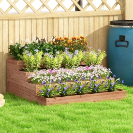 Jardiniera inaltata din lemn cu 4 suporturi pentru plante 113x113x46 cm