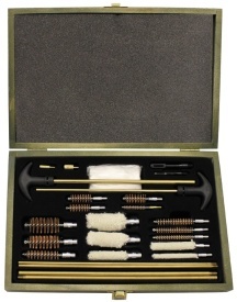 Kit de curatare pentru arma/pistol multi-calibru cutie din lemn - Oliv