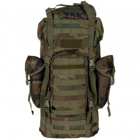 Rucsac BW Combat MOLLE 65 l cu tija de aluminiu - Woodland
