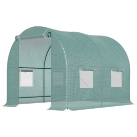 Sera tip tunel de gradina structura din otel 245x200x198cm - Verde