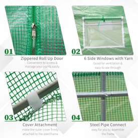 Sera tip tunel de gradina structura din otel 4,5x2x2 m - Verde
