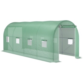 Sera tip tunel de gradina structura din otel cu 8 ferestre 500x200x205cm - Verde