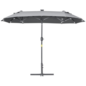 Umbrela cu lumini dubla pentru gradina 295 x 150 x 219 cm - Gri