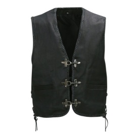 Vesta Biker X-Treme din piele - Negru