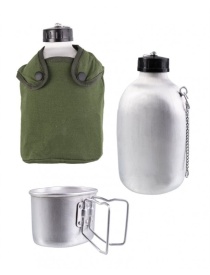 Bidon apa French 1,3 L cu husa - Oliv