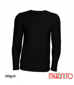 Bluza barbati Merinito 240g lana merinos si bambus - Negru