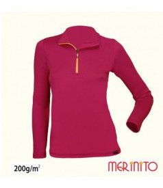 Bluza dama Merinito Sport Zip 200g 100% lana merinos - Rosu