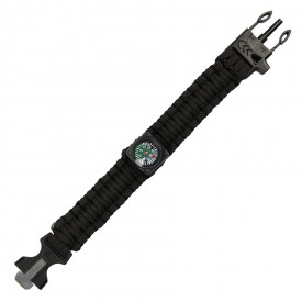 Bratara paracord cu busola 9 inch - Negru