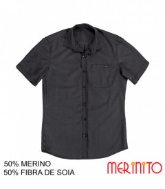 Camasa barbati Merinito 50% lana merinos 50% fibra de soia - Negru