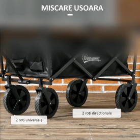 Carucior pliabil pentru exterior cu copertina detasabila - Negru