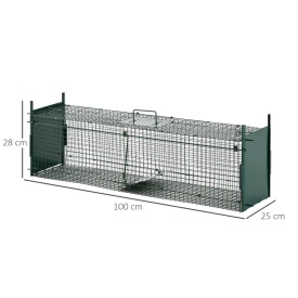 Cusca capcana pentru animale cu usa dubla 100x25x28 cm - Verde