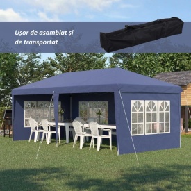 Foisor de gradina 6 x 3 m reglabil in Inaltime - Albastru
