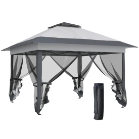 Foisor de gradina din otel si tesatura Oxford 364 x 364 x 294 cm - Gri